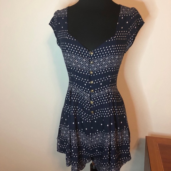 Navy blue patterned romper - Picture 1 of 6